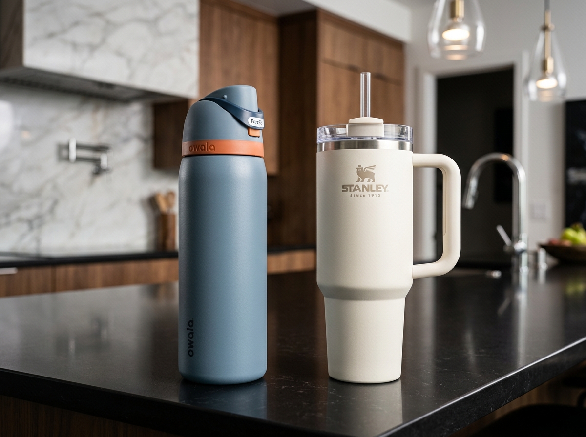 Owala FreeSip 24oz vs Stanley Quencher 30oz side-by-side comparison