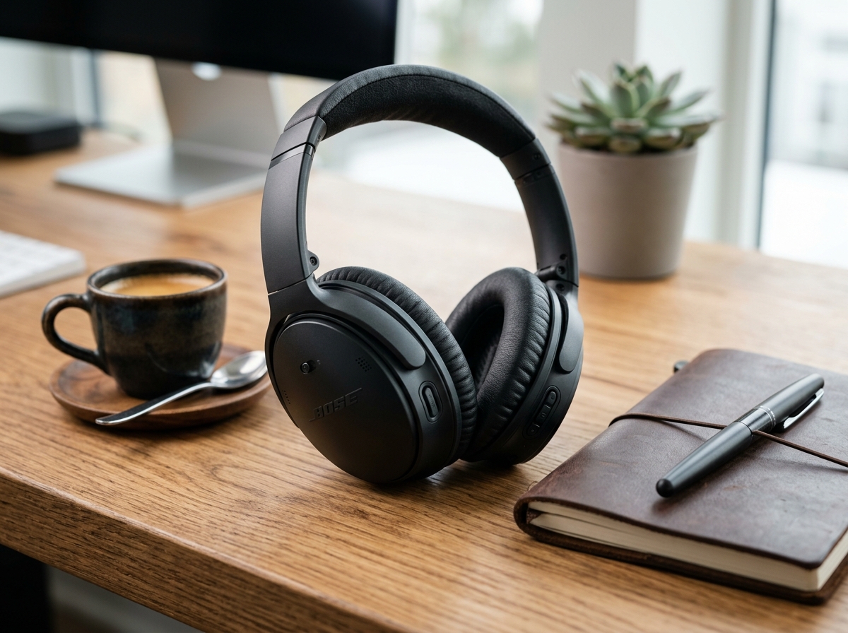 Bose QuietComfort over-ear wireless noise cancelling headphones in black