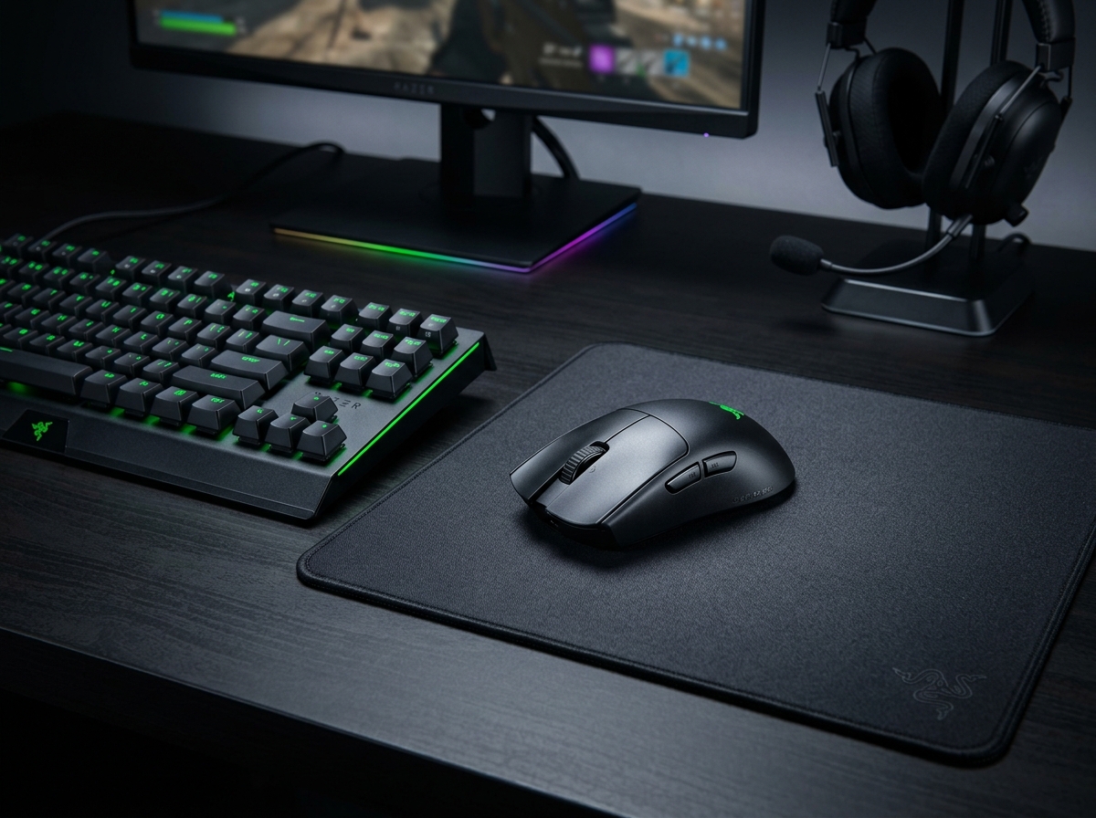 Razer Viper V3 Pro Wireless Esports Gaming Mouse in matte black on a gaming desk setup