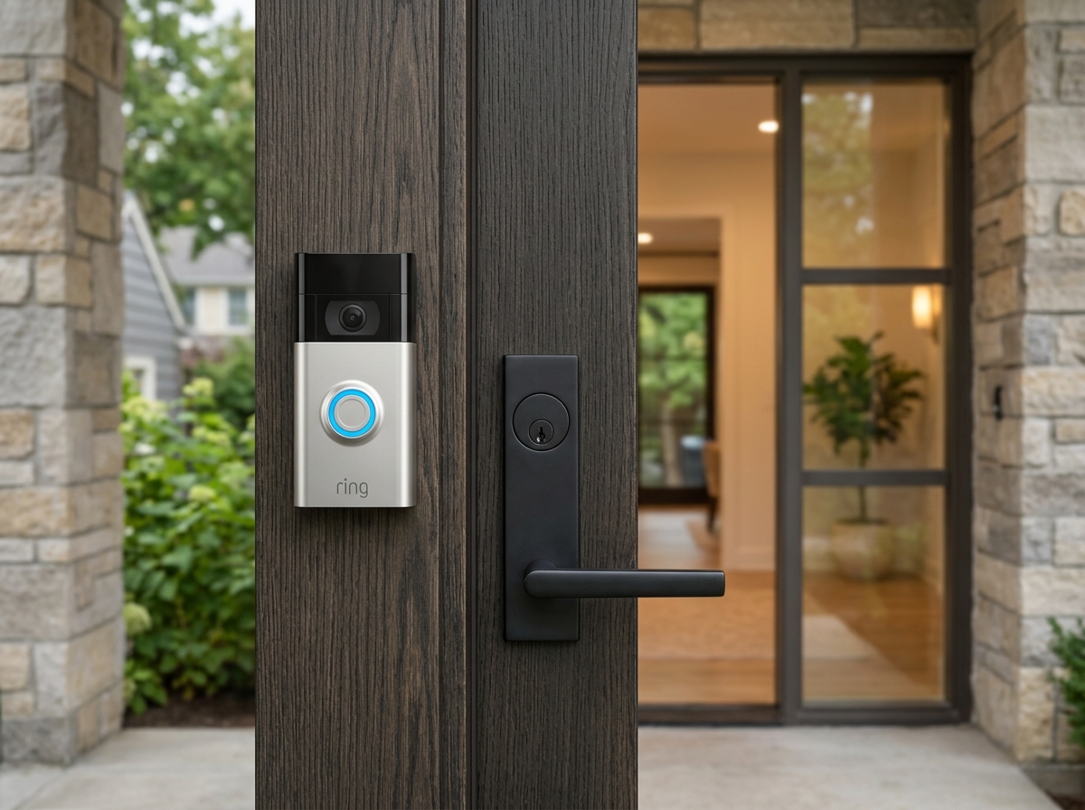 Ring Battery Doorbell 2K mounted near front door