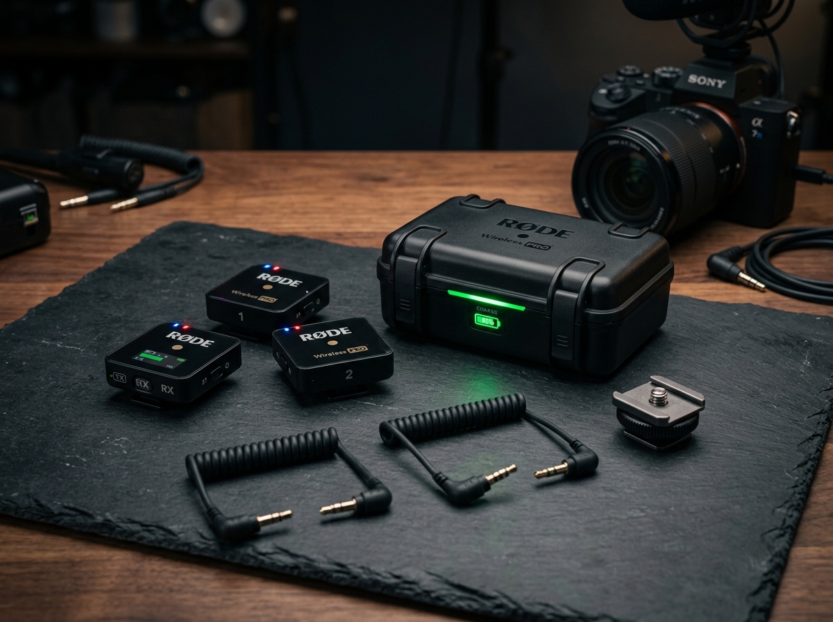 Rode Wireless PRO dual-channel wireless microphone kit with transmitters and receiver
